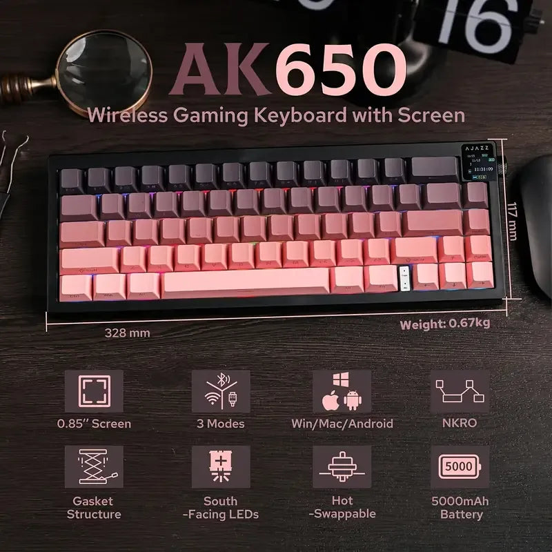 AJAZZ AK650 Three-mode Hot-swappable Wireless Mechanical Keyboard