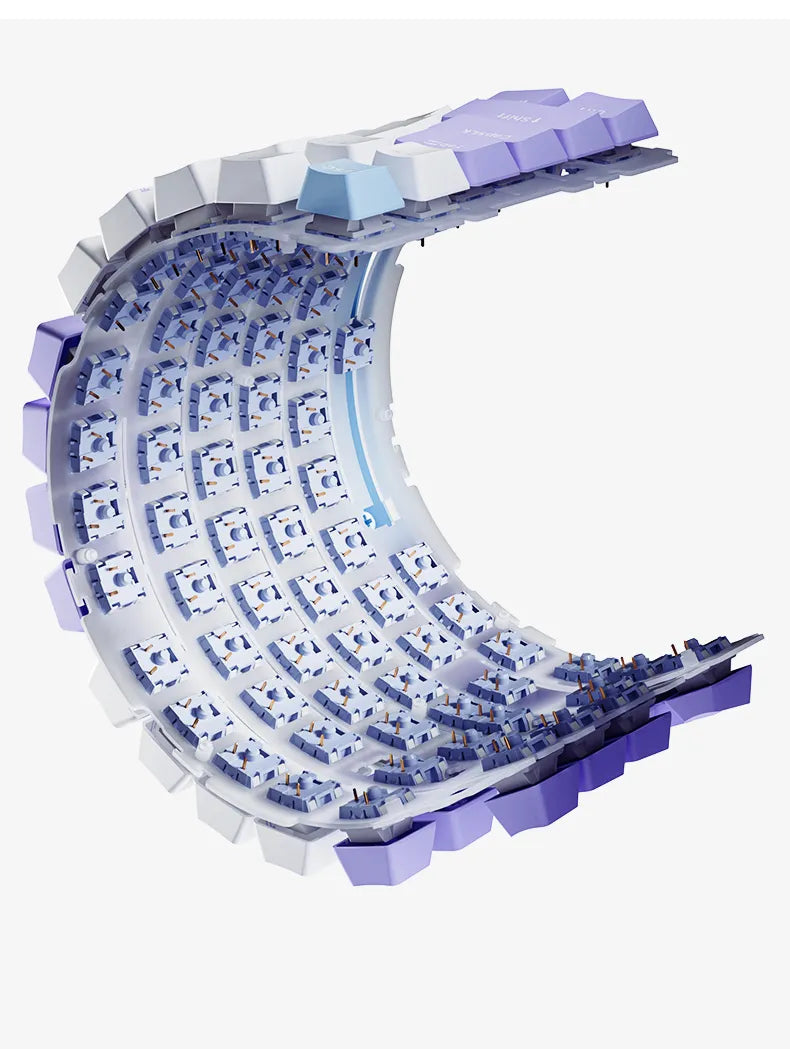 Ajazz AK820 Pro Hot-Swap Gaming Keyboard 75% with RGB lighting (English US) White/Purple