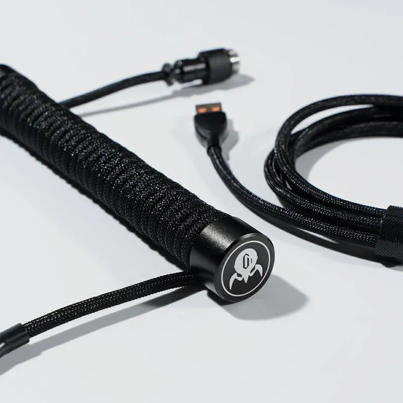 GravaStar Coiled Aviator USB Cable - Black and White