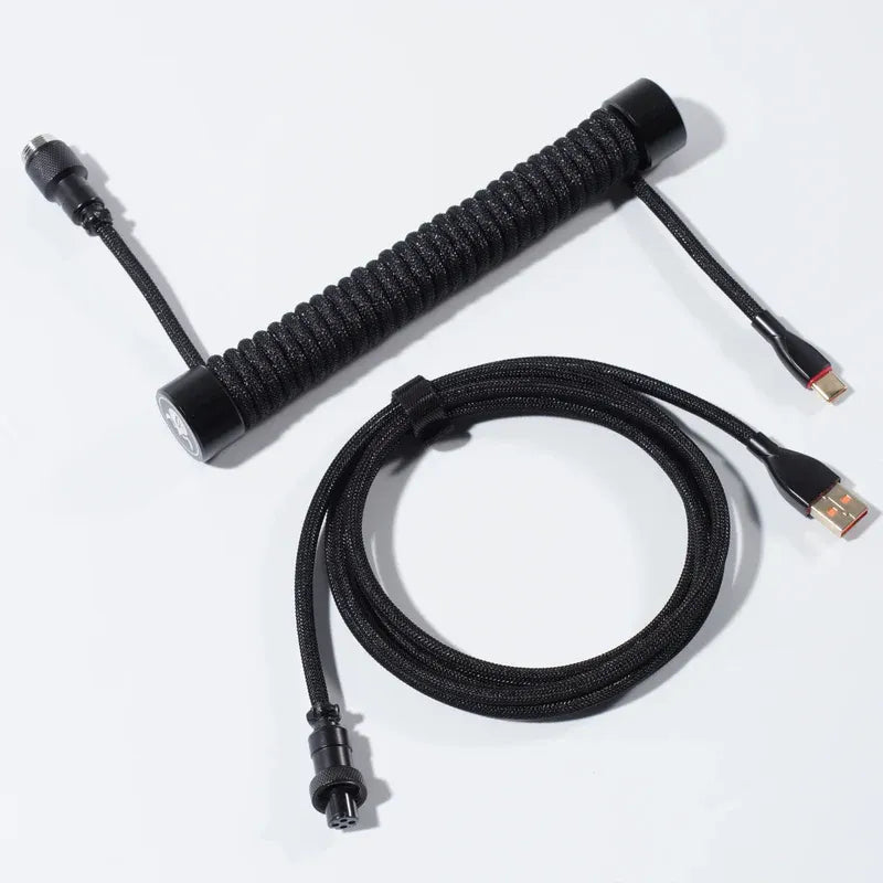GravaStar Coiled Aviator USB Cable - Black and White