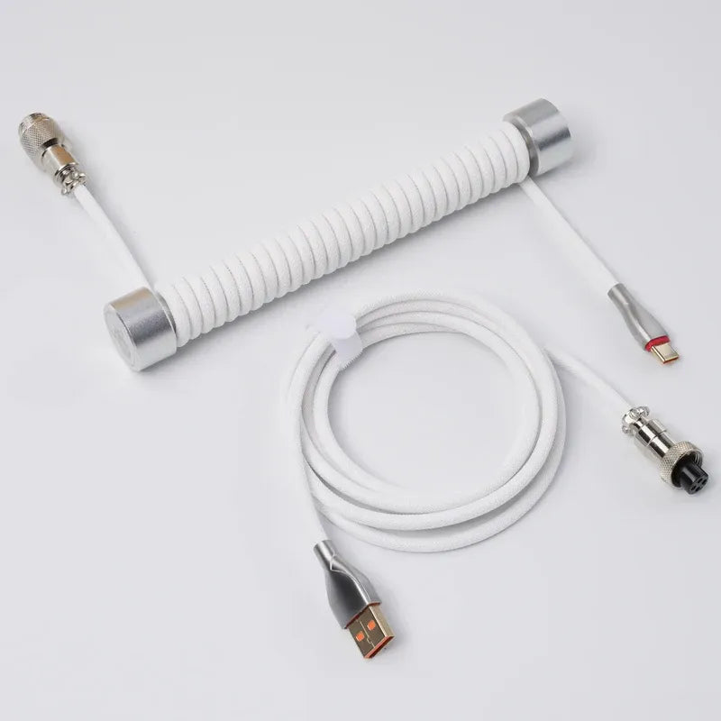GravaStar Coiled Aviator USB Cable - Black and White