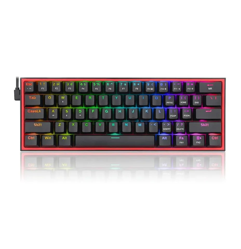 Redragon K617 FIZZ Gaming Mechanical Keyboard 60% with Custom Red switches and RGB lighting (English US)