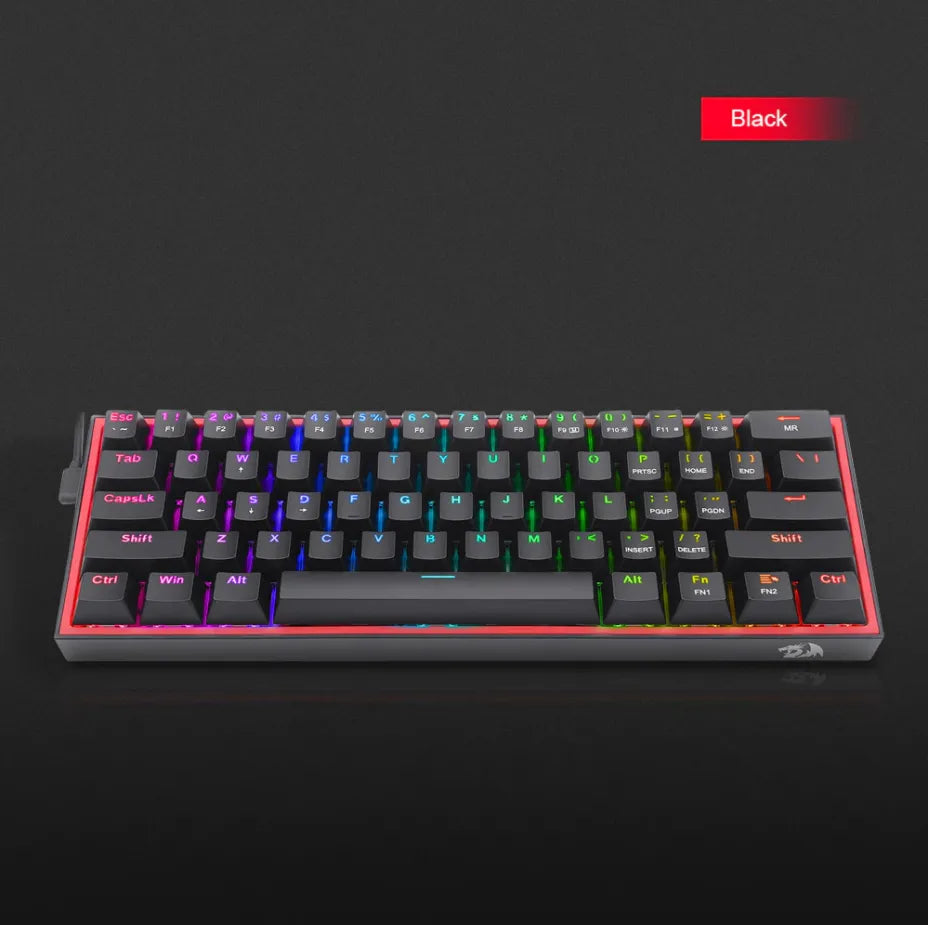 Redragon K617 FIZZ Gaming Mechanical Keyboard 60% with Custom Red switches and RGB lighting (English US)
