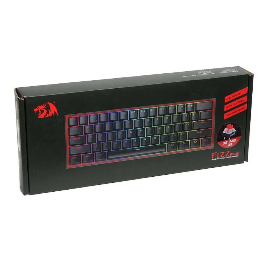 Redragon K617 FIZZ Gaming Mechanical Keyboard 60% with Custom Red switches and RGB lighting (English US)