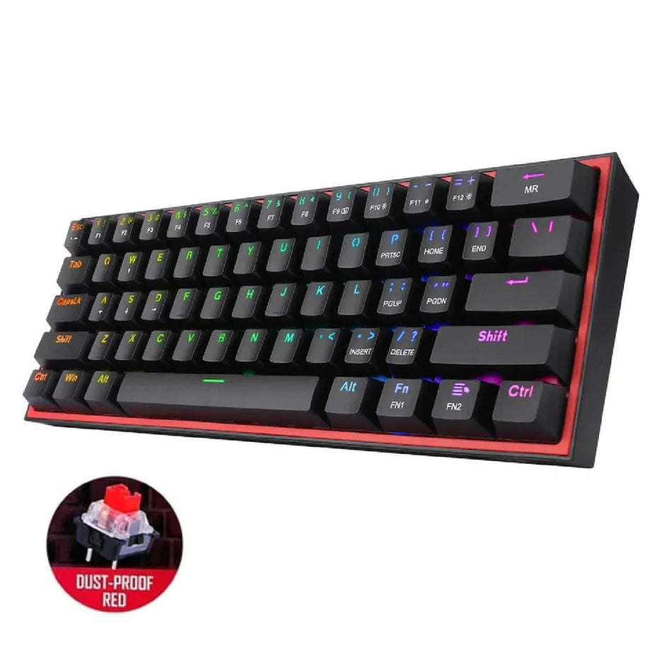 Redragon K617 FIZZ Gaming Mechanical Keyboard 60% with Custom Red switches and RGB lighting (English US)