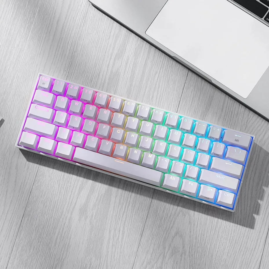 Redragon K530 Draconic Pro Wireless Gaming Mechanical Keyboard 60% with Custom Brown switches and RGB lighting (English US) White
