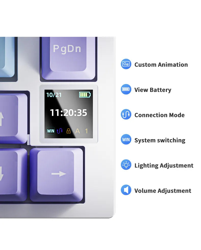 Ajazz AK820 Pro Hot-Swap Gaming Keyboard 75% with RGB lighting (English US) White/Purple