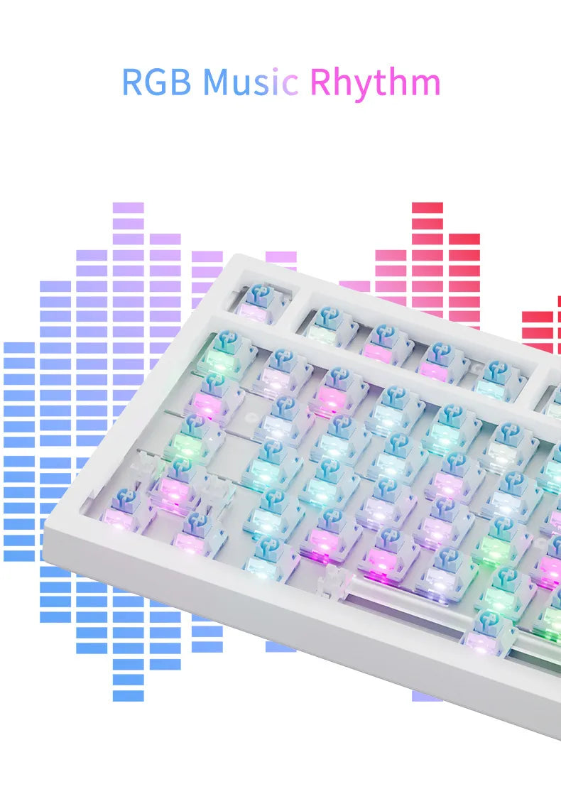 Ajazz AK820 Pro Hot-Swap Gaming Keyboard 75% with RGB lighting (English US) White/Purple