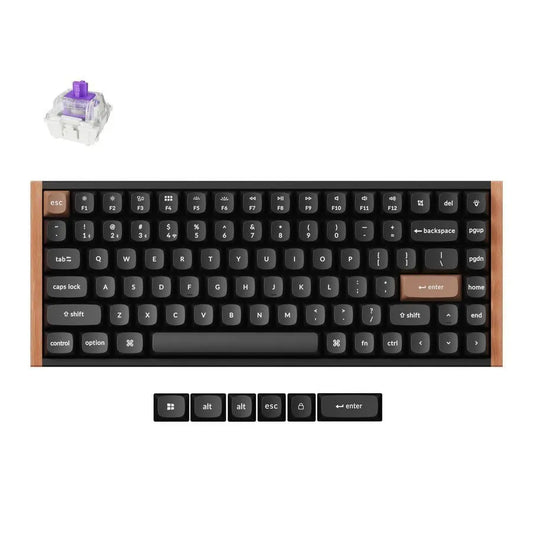 Keychron K2 HE (K2H-F1) Wireless Gaming Mechanical Keyboard 75% with Gateron Double-Rail Magnetic Nebula switches and RGB lighting (English US) Black (Special Wood Edition)