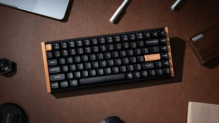 Keychron K2 HE (K2H-F1) Wireless Gaming Mechanical Keyboard 75% with Gateron Double-Rail Magnetic Nebula switches and RGB lighting (English US) Black (Special Wood Edition)