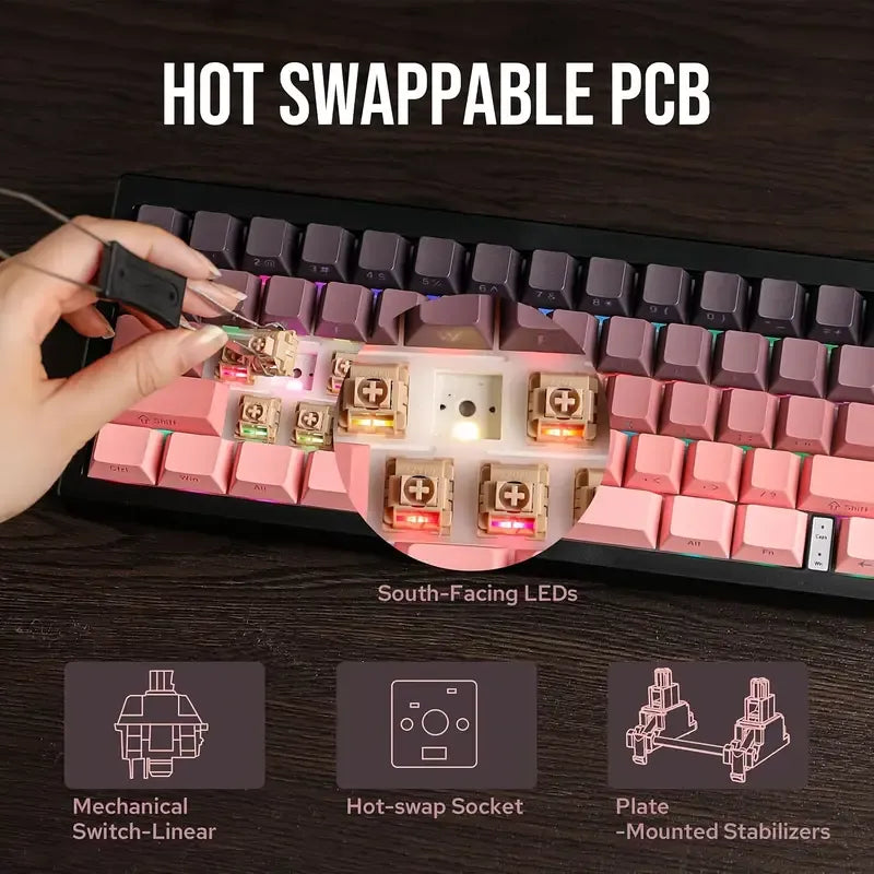 AJAZZ AK650 Three-mode Hot-swappable Wireless Mechanical Keyboard