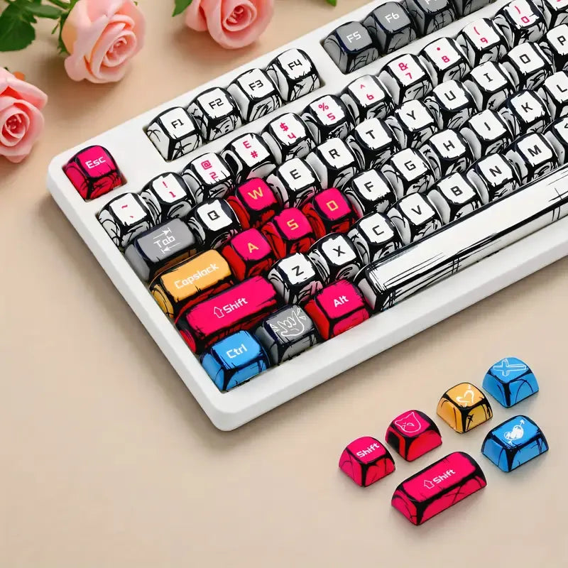 Comic Style 116-Key Mechanical Keyboard Keycaps