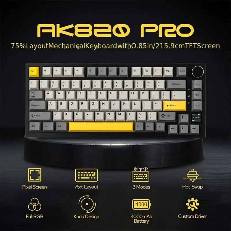 AJAZZ AK820PRO Full Key Hot-Swappable 75% Layout Wireless Mechanical Keyboard