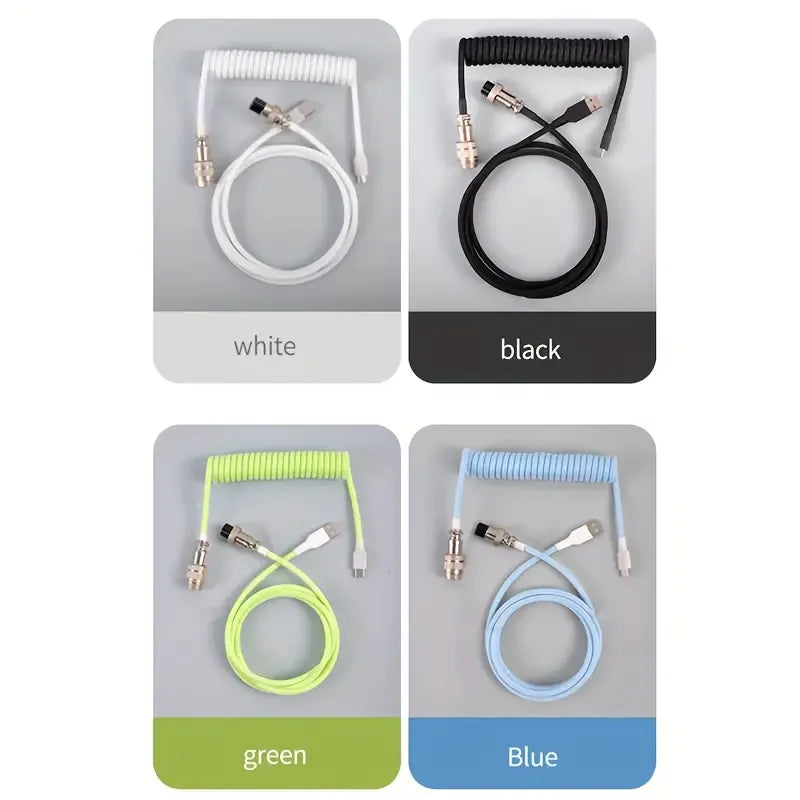 Mechanical Keyboard Coiled Cable Wire USB C USB Port Aviator Coiling Cable Desktop Computer Gaming Keyboard Accessories