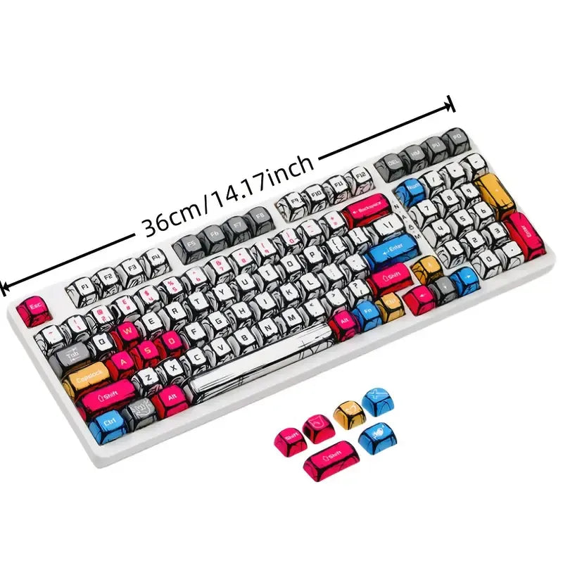 Comic Style 116-Key Mechanical Keyboard Keycaps