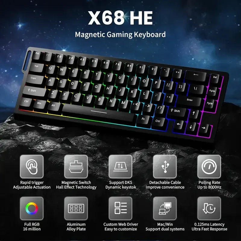 ATTACK SHARK X68 HE 8000Hz Rapid Trigger Keyboard