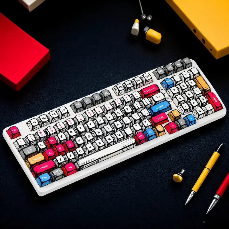 Comic Style 116-Key Mechanical Keyboard Keycaps