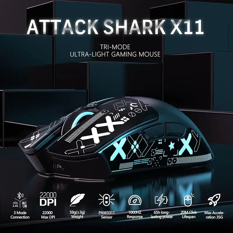 ATTACK SHARK X11 Lightweight Wireless Gaming Mouse