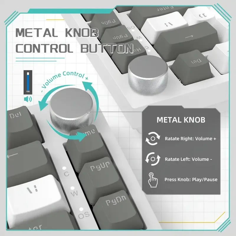 AK820 gray and white wired mechanical gaming keyboard