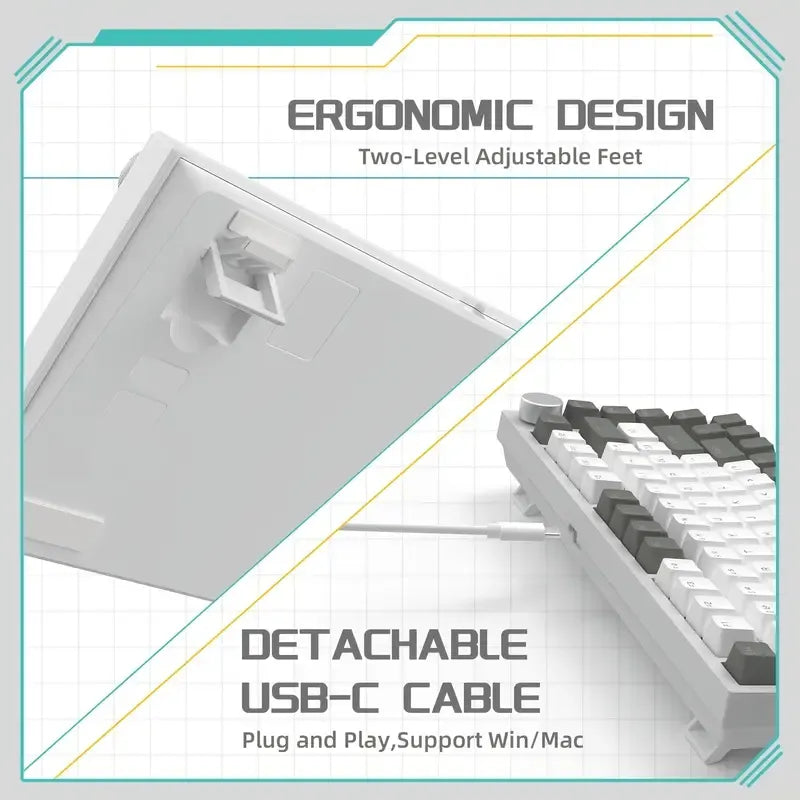 AK820 gray and white wired mechanical gaming keyboard