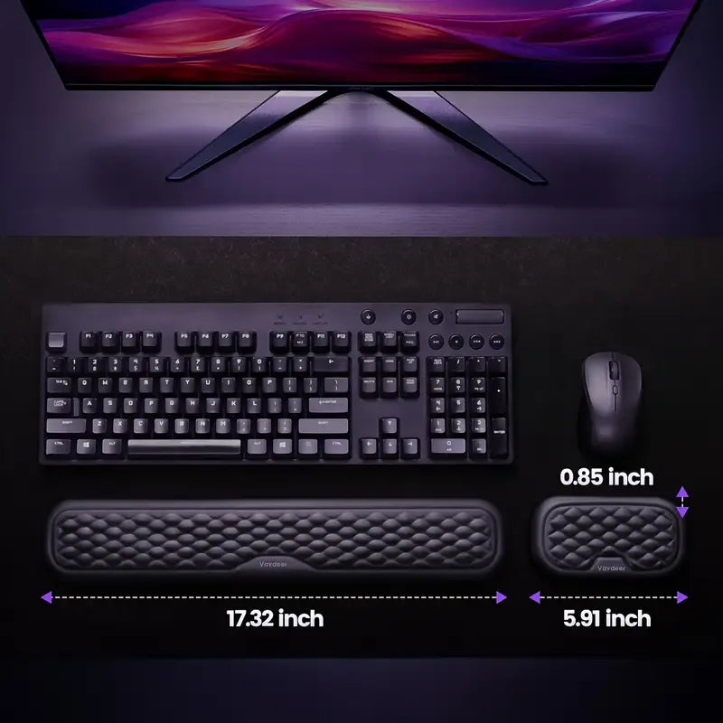 Ergonomic Keyboard and Mouse Wrist Rests: Desk Soft Memory Foam Cushion Pads for Comfortable Typing and Mousing