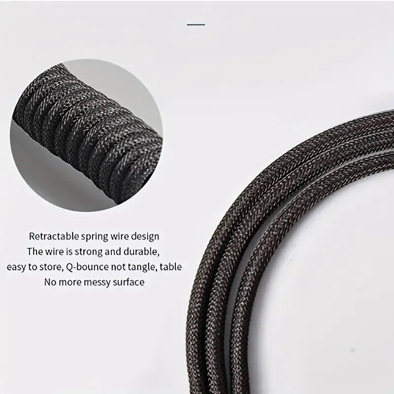 Mechanical Keyboard Coiled Cable Wire USB C USB Port Aviator Coiling Cable Desktop Computer Gaming Keyboard Accessories