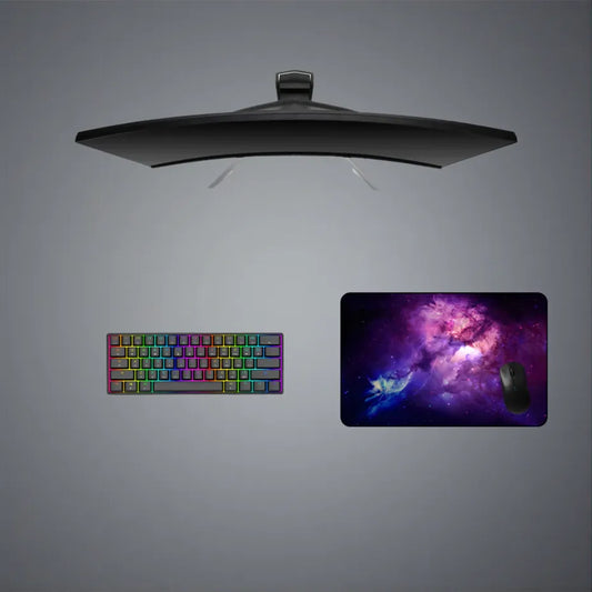 Purple & Blue Galaxy Design M Size Gaming Mouse Pad, Computer Desk Mat
